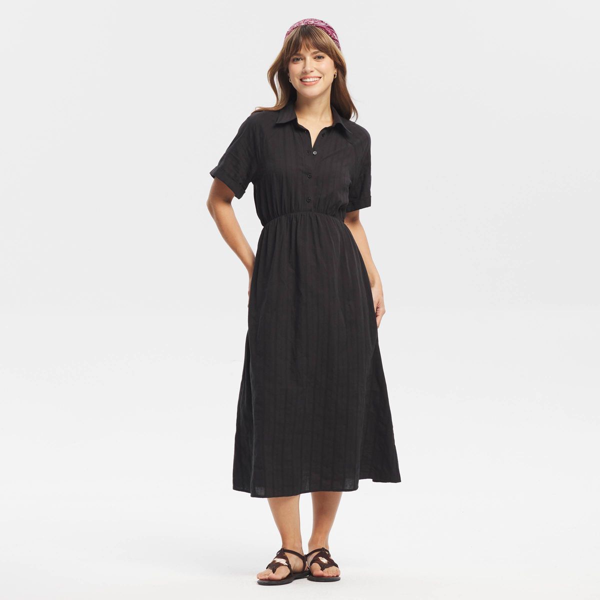 Women's Short Sleeve Button-Front Midi Shirtdress - Universal Thread™