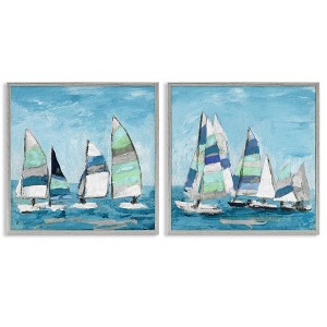 Stupell Industries Soothing Sailboats Drifting Marina Black Framed Giclee Art - 1 of 4