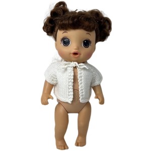 Doll Clothes Superstore Hand-Knit White Sweater for Baby Alive & Small Baby Dolls - 1 of 4