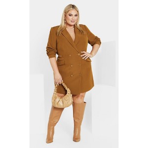 Women's Plus Size Tuxedo Twyla Dress - salted caramel | CITY CHIC - 1 of 4