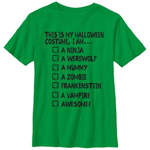 Boy's Lost Gods This Is My Halloween Costume T-Shirt - Kelly Green - Small