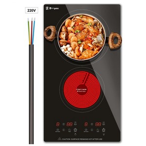 ZACHVO 3000W Electric Cooktop, 2 Burners, 12" Built-in, Ceramic, Child Safety Lock, Timer, Keep Warm, 9 Levels - 1 of 4