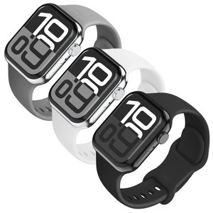 Vena 3 Pack For Apple Watch Band Series 10 42mm, Apple Watch Band Series 7 41mm Band Series 9 Series 8, Silicone Sport Strap For 40mm iWatch - 1 of 4