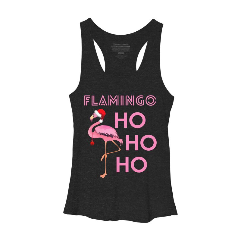 Women's Design By Humans Flamingo HoHoHo Christmas Day X-Mas Flamingo Shirt By TomGiant Racerback Tank Top, 1 of 4