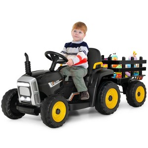 Infans 12V Kids Ride On Tractor w/ Trailer, Battery Powered Electric Toy Car, 3-Gear-Shift Ground Loader Ride On w/ 2.4G Remote Control, LED Lights - 1 of 4