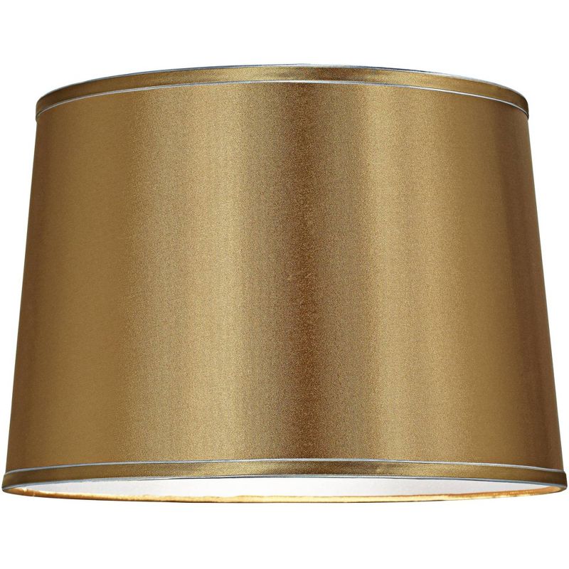 Springcrest Set of 2 Drum Lamp Shades Satin Gold Medium 14" Top x 16" Bottom x 11" High Spider Replacement Harp and Finial Fitting, 3 of 7