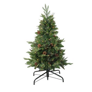 Northlight 4' Prelit Artificial Christmas Tree Medium Mixed Winter Pine Stake - Clear Lights - 1 of 3