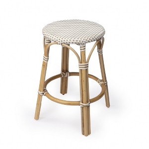 HomeRoots 24" Beige White and Natural Rattan Backless Counter Height Bar Chair - 1 of 4