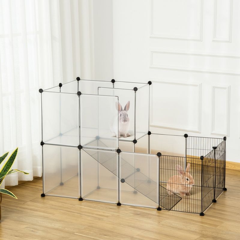 PawHut Pet Playpen DIY Small Animal Cage Portable Plastic Yard Fence for Rabbit Chinchilla Hedgehog Guinea Pig, 14 x 18 in, 3 of 7