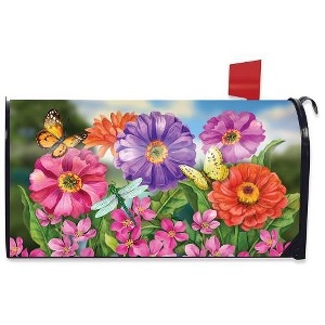 Briarwood Lane Mailbox Cover  - Oversized - Zinnias in Bloom Spring Oversized For Spring Mailbox Cover - 1 of 2