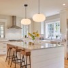 LLHZSY Horizontal Striped Milky White Glass Pendant Light 13 3/4" Wide Chandelier - 4 of 4