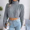 Coolmee Women's Short Knitted Sweater Pullover Solid Long Sleeve Turtleneck Cropped Sweaters - 4 of 4