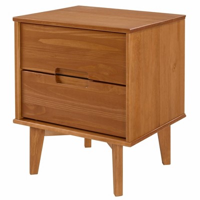 Mid-Century Modern Wood Nightstand Caramel - Saracina Home