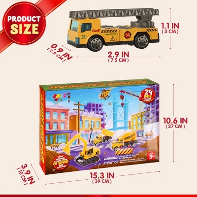 Construction Vehicle Advent Calendar with 24 Pieces and City Play Mat for Kids