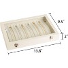 Lockable Necklace Organizer with 15 Hooks, Beige Velvet Tray and Clear Lid for Pendants and Chains, Jewelry Storage Box - 3 of 4