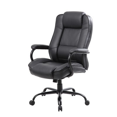 Executive Swivel LeatherPlus Chair with Reinforced Lumbar Support, Black