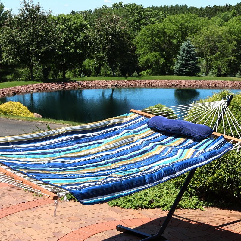 Sunnydaze Outdoor Weather-Resistant Polyester Quilted Hammock Cushion Pad and Hammock Pillow, 3 of 18