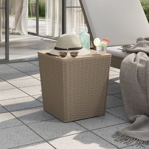 vidaXL Patio Table with Removable Lid Light Brown Polypropylene - 1 of 4