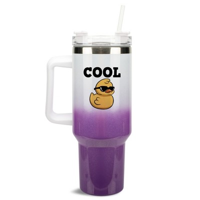 100 North Yellow Rubber Ducks In A Row Cartoon 40 oz. Stainless Steel, Large Water Bottle Coffee Mug, Spill & Leak Resistant, Thermal Travel Tumbler