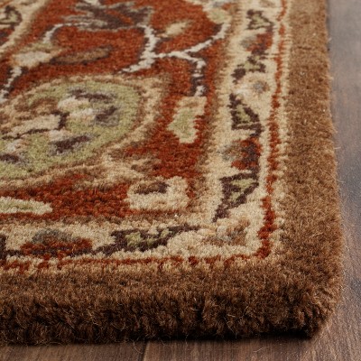 Elegant Heritage Moss/Rust 4' Square Hand-Tufted Wool Area Rug