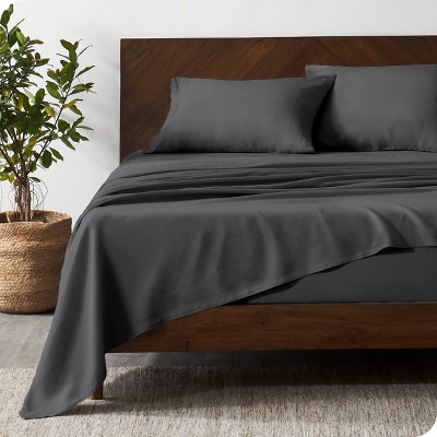 Queen Dark Grey Organic Linen Sheet Set