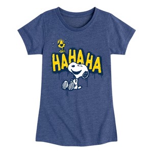 Girls' - Peanuts - Ha Ha Graffiti Fitted Short Sleeve Graphic T-Shirt - 1 of 4