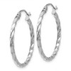 Black Bow Jewelry 2mm, Twisted 14k White Gold Round Hoop Earrings, 25mm (1 Inch) - 2 of 4