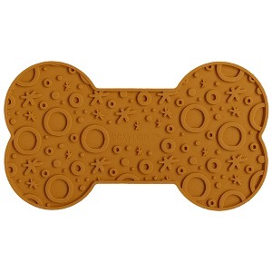 Dexypaws: Enrichment Lick Mat: Brown Bone, Grooved Dog Feeding Pad - 1 of 4