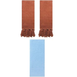 REGALWOVEN 3 Packs Striped and Tassels Hand Towels for Bathroom 14" x 30" - 1 of 4