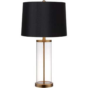 360 Lighting Table Lamp Fillable 26" High Clear Glass Gold Cylinder Black Hardback Drum Shade for Living Room Bedroom Nightstand - 1 of 4