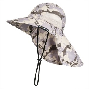 Tirrinia Unisex Wide Brim Bucket Hat with Neck Flap - UPF 50+ Sun Hat for Men & Women, Foldable Camo Hat for Hiking, Fishing, and Beach - 1 of 4