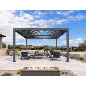 PURPLE LEAF Louvered Pergola Outdoor Aluminum Pergola with Adjustable Roof for Deck Backyard Garden Grey Hardtop Gazebo - 1 of 4