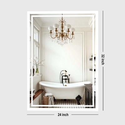 PAIHOME Backlit Bathroom Mirror with Anti-Fog - Dimmable Wall-Mounted Vanity Mirror with 3 Color Temperatures and Memory Function