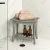 JONATHAN Y Tucker 22.1" Traditional Classic Slatted Solid Acacia Wood Indoor/Outdoor Shower Bench with Shelf and Handle - 2 of 4