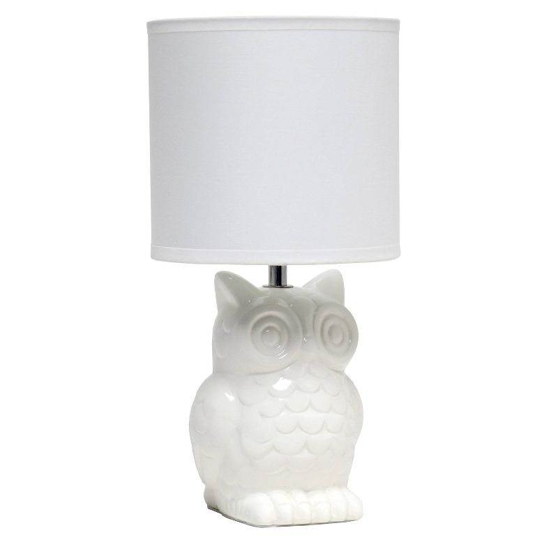 12.8" Contemporary Ceramic Owl Bedside Table Lamp with Matching Fabric Shade - Simple Design, 1 of 12
