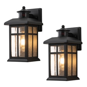 C Cattleya 2 Pack Motion Sensor Dusk to Dawn Outdoor Wall Lantern Sconce with Clear Seeded Glass - 1 of 4