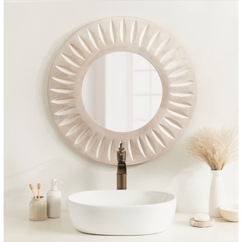 Kate &#38; Laurel All Things Decor 26&#34;x26&#34; Usra Carved Wood Mirror White, 5 of 8