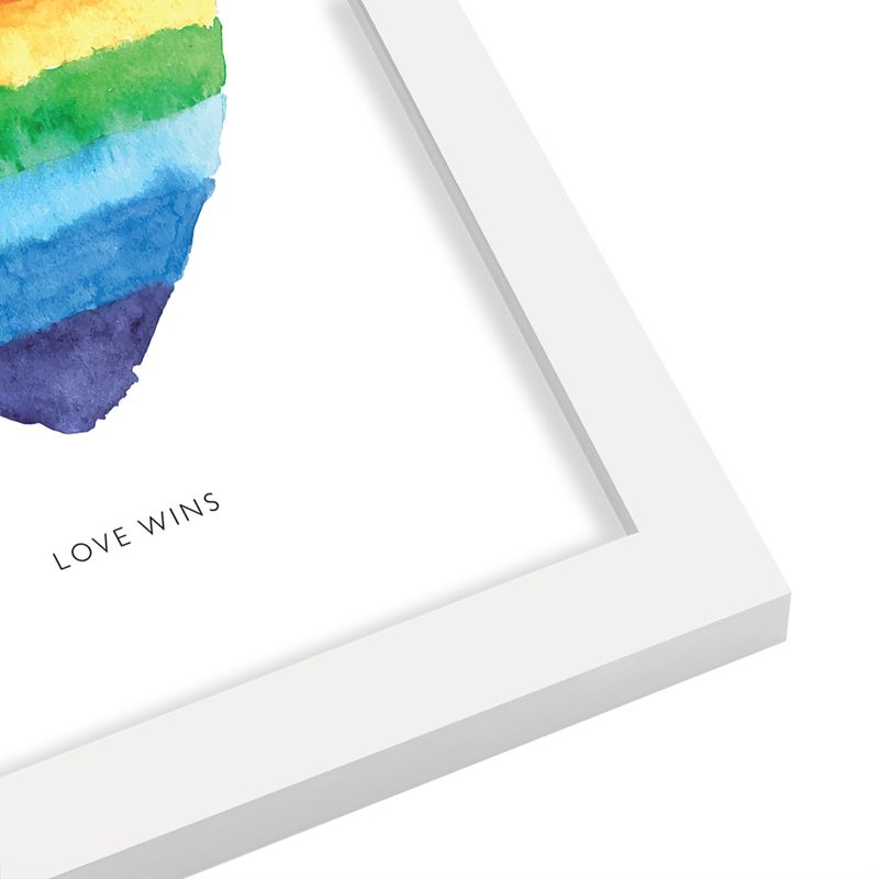 Americanflat Motivational Minimalist Love Wins Watercolor Rainbow Heart By Motivated Type Framed Print Wall Art, 3 of 8