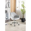 Gray Accent chair Modern home office leisure chair with adjustable velvet height and adjustable casters - 3 of 4