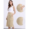 Allegra K Women's High Waisted Elastic Back Corduroy Midi Cargo Skirts with Pockets - 2 of 4