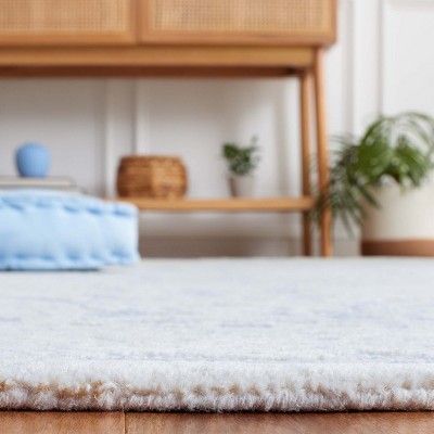Blue Ivory Handmade Tufted Wool 8' x 10' Area Rug