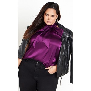 Women's Plus Size Sexy Shine Top - magenta | CITY CHIC - 1 of 4