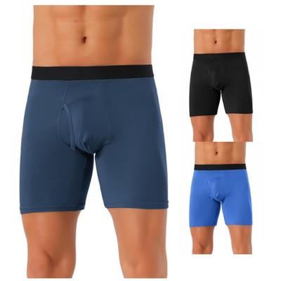 INSPIRE CHIC Men's 3 Pack Solid Color Soft Stretch Open-fly Basic Boxer Briefs