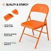 VINGLI Folding Chairs All Steel Metal Frame,Durable Portable and Versatile for Indoor Outdoor Use, Orange, Set of 4 - 3 of 4