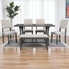 6-Piece Retro Dining Table Set with Upholstered Chairs and Bench, Solid Wood Frame, Foam Cushions for Kitchen or Dining Room - 3 of 4