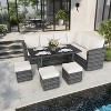 7-Pc Outdoor Patio Set - All-Weather Rattan Sectional w/Plastic Wood Table for Backyard/Poolside - 2 of 4
