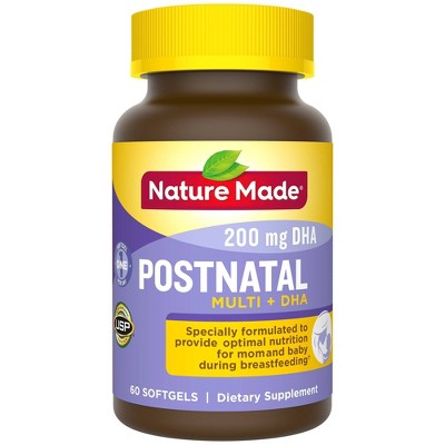 Nature Made Postnatal Multivitamin & DHA Dietary Supplement Softgels ...