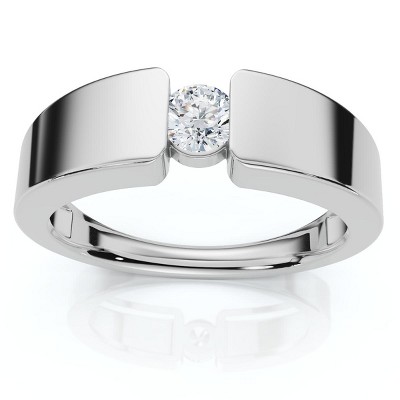 Pompeii3 Men's 1/4Ct Diamond Solitaire Wedding/Anniversary Ring 14k Gold or Pt Lab Created