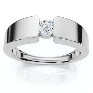 Pompeii3 Men's 1/4Ct Diamond Solitaire Wedding/Anniversary Ring 14k Gold or Pt Lab Created - 1 of 4