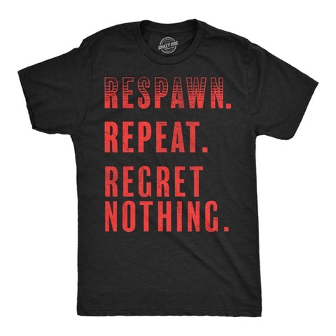 Мужские футболки Crazy Dog T-Shirts, Inc. Mens Funny T Shirts Respawn Repeat Regret Nothing Sarcastic Gaming Tee For Men - Crazy Dog Men's T Shirt For Gamers Black L
